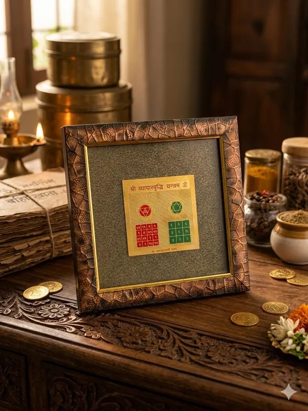 A_S_Ventures_Natural_Pyrite_Stone_With_Vyapar_Vriddhi_Yantra_Business_Success_Prosperity_Frame_Vastu_Decor_For_Office_Shop_Counter_Workplace_Pyrite_Stone_With_Shree_Vyapar_Vriddhi_Yantra_Frame