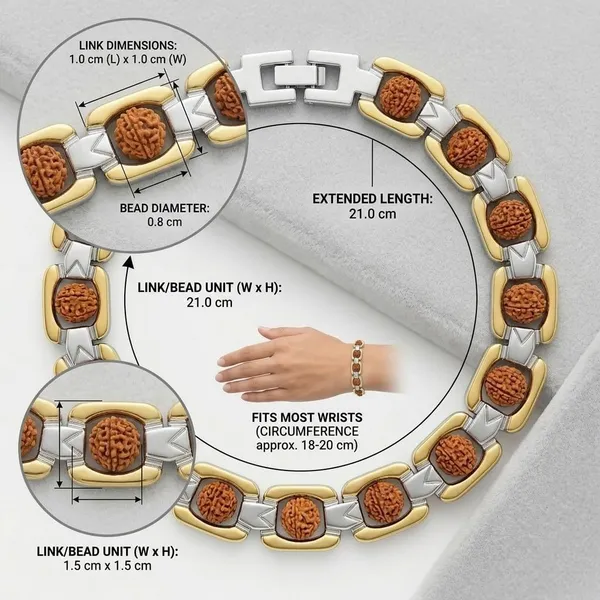 A_S_Ventures_Rudraksha_Bracelet_For_Men_Women_Pure_Brass_Designer_Spiritual_Bracelet_Handmade_Sacred_Rudraksha_Beads_For_Health_Wealth_Protection_Stylish_Gold_Silver_Finish_Hindu_Religious_Jewelry