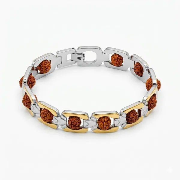 A_S_Ventures_Rudraksha_Bracelet_For_Men_Women_Pure_Brass_Designer_Spiritual_Bracelet_Handmade_Sacred_Rudraksha_Beads_For_Health_Wealth_Protection_Stylish_Gold_Silver_Finish_Hindu_Religious_Jewelry