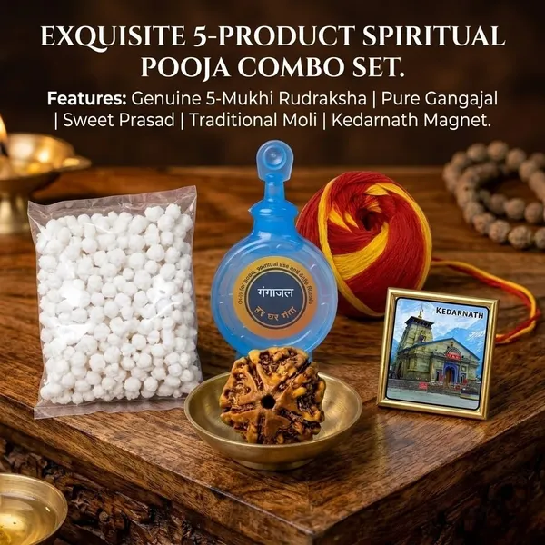 A_S_Ventures_All_In_One_Puja_Kedarnath_Parsad_Kit_For_Home_Temple_Gangajal_Bottle_5_Mukhi_Rudraksha_Raksha_Dhaga_Elaichi_Dana_Sweet_Makhana_Kedarnath_Temple_Magnet_For_Blessings