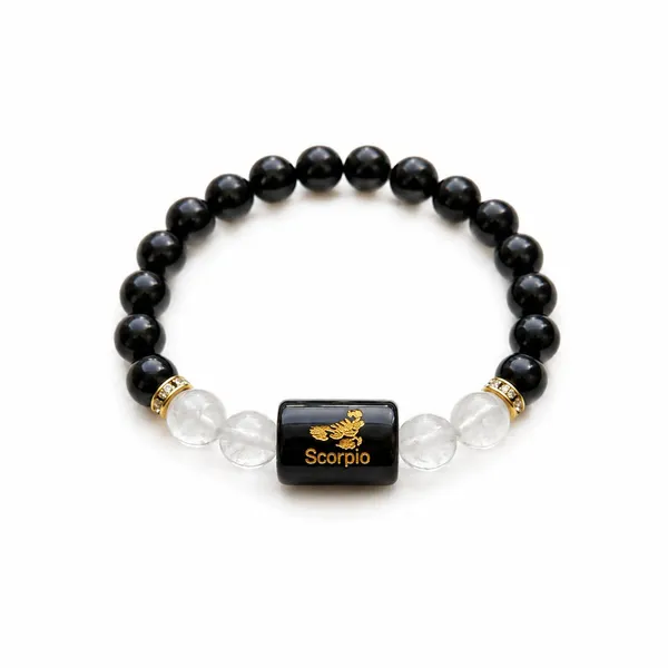 A_S_Ventures_Scorpio_Vrishchik_Rashi_Zodiac_Bracelet_For_Men_Women_Natural_Black_Onyx_Clear_Quartz_All_Rashi_Bracelet_Horoscope_Healing_Adjustable_Stretch
