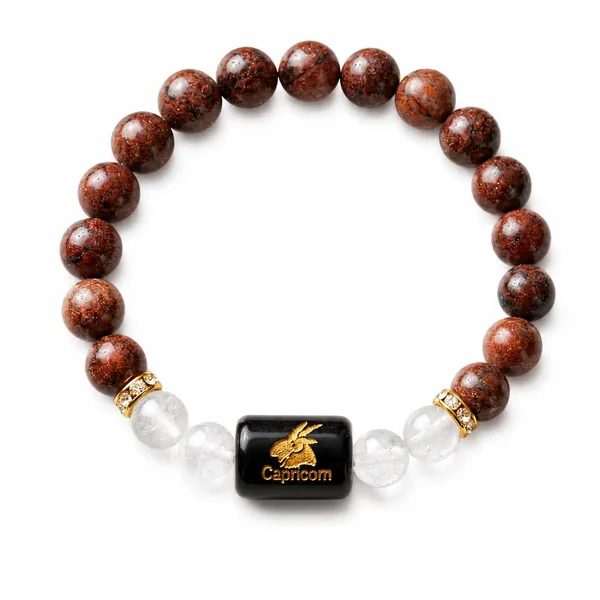 A_S_Ventures_Makar_Rashi_Capricorn_Zodiac_Bracelet_For_Men_Women_Red_Jasper_Milky_Quartz_Crystal_Capricorn_Birthstone_Stretch_Beaded_Astrology_Bracelet_For_Daily_Wear