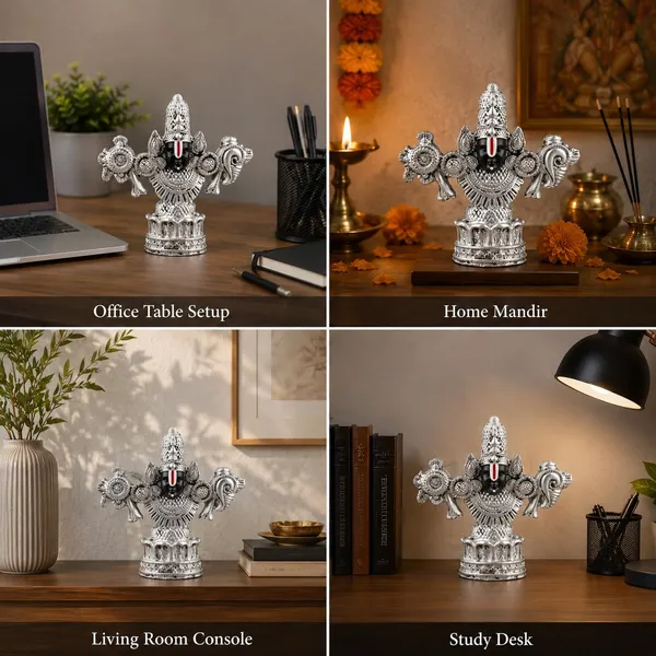 A_S_Ventures_Lord_Balaji_Decorative_Idol_Premium_Silver_Finish_Venkateswara_Statue_For_Home_Temple_Office_Table_Car_Dashboard_Religious_Gift
