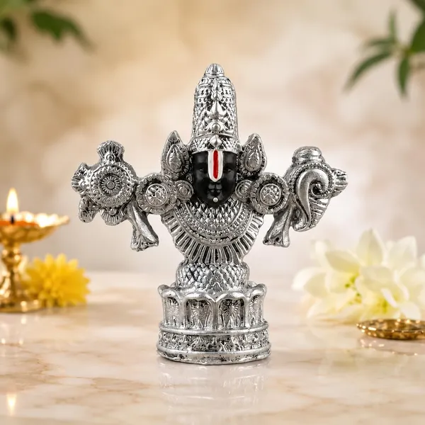 A_S_Ventures_Lord_Balaji_Decorative_Idol_Premium_Silver_Finish_Venkateswara_Statue_For_Home_Temple_Office_Table_Car_Dashboard_Religious_Gift