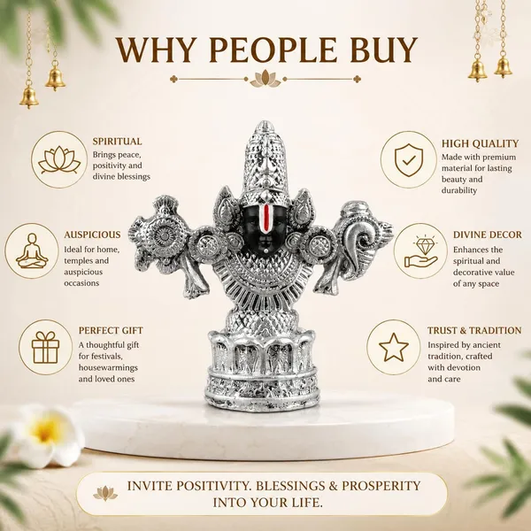 A_S_Ventures_Lord_Balaji_Decorative_Idol_Premium_Silver_Finish_Venkateswara_Statue_For_Home_Temple_Office_Table_Car_Dashboard_Religious_Gift