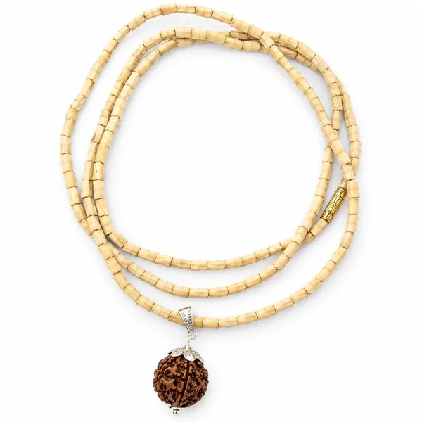 A_S_Ventures_Panchmukhi_5_Mukhi_Rudraksha_Patli_Tulsi_Mala_Natural_Tulsi_Wood_Bead_Spiritual_Necklace_For_Men_Women_Prayer_Mala_For_Japa_Meditation_Puja_Devotion_Religious_Practices