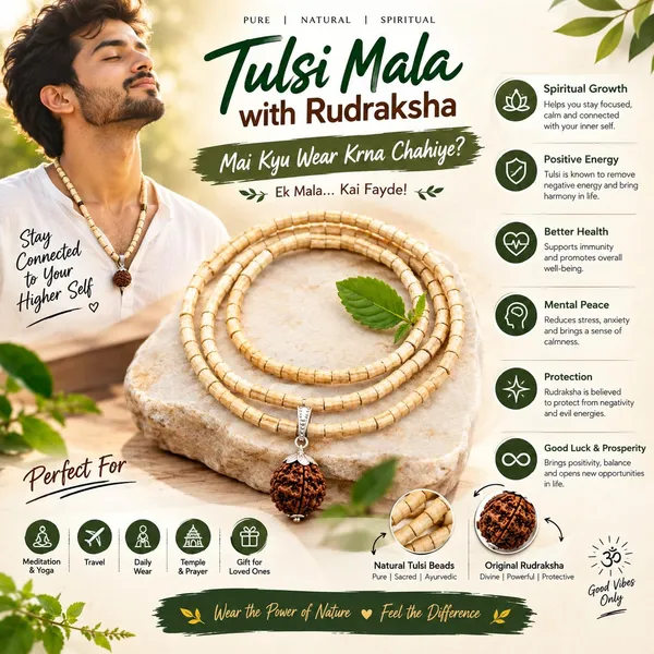 A_S_Ventures_Panchmukhi_5_Mukhi_Rudraksha_Patli_Tulsi_Mala_Natural_Tulsi_Wood_Bead_Spiritual_Necklace_For_Men_Women_Prayer_Mala_For_Japa_Meditation_Puja_Devotion_Religious_Practices