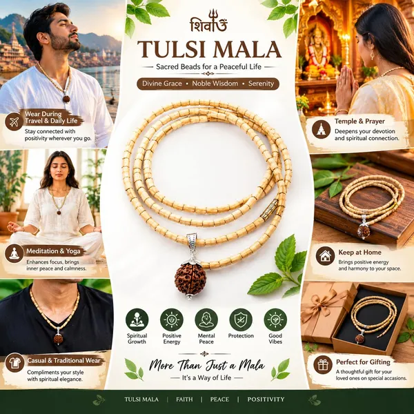 A_S_Ventures_Panchmukhi_5_Mukhi_Rudraksha_Patli_Tulsi_Mala_Natural_Tulsi_Wood_Bead_Spiritual_Necklace_For_Men_Women_Prayer_Mala_For_Japa_Meditation_Puja_Devotion_Religious_Practices