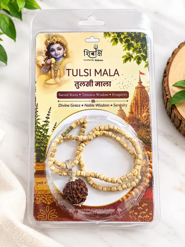 A_S_Ventures_Natural_Round_Tulsi_Mala_With_5_Mukhi_Rudraksha_Tulsi_Wood_Beads_Panchmukhi_Rudraksha_Mala_For_Men_Women_Hindu_Spiritual_Prayer_Beads_For_Japa_Meditation