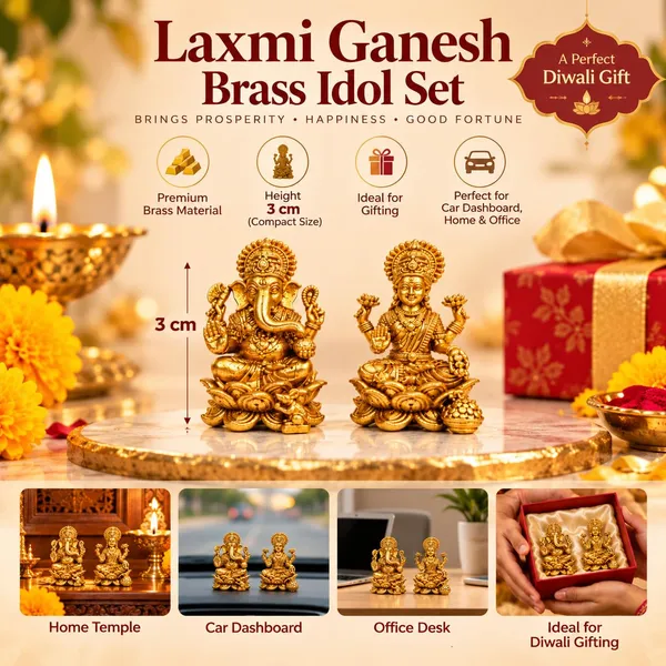 A_S_Ventures_3_Cm_Brass_Laxmi_Ganesh_Idol_Set_Small_Lakshmi_Ganesh_Murti_For_Home_Temple_Diwali_Puja_Office_Desk_Car_Dashboard_Idol_For_Dhanteras_Pooja_Diwali_Gifting