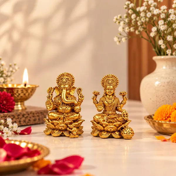 A_S_Ventures_3_Cm_Brass_Laxmi_Ganesh_Idol_Set_Small_Lakshmi_Ganesh_Murti_For_Home_Temple_Diwali_Puja_Office_Desk_Car_Dashboard_Idol_For_Dhanteras_Pooja_Diwali_Gifting