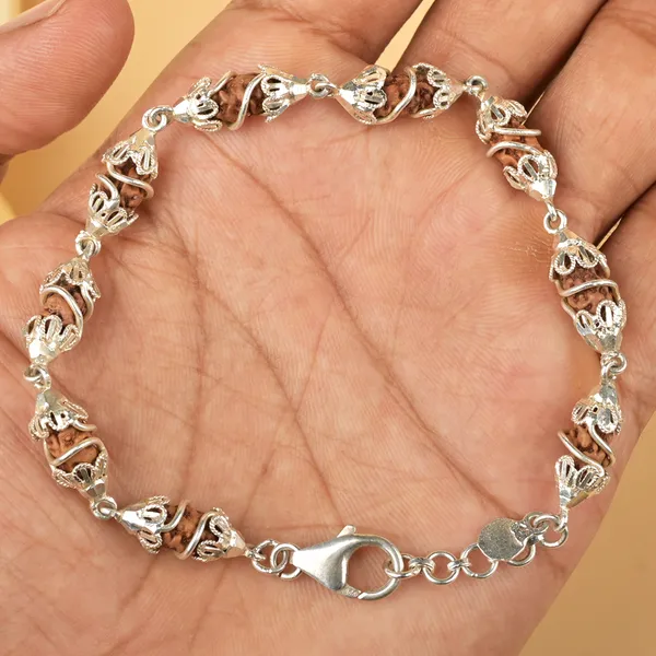 1_Mukhi_Rudraksha_925_Silver_Designer_Caps_Bracelet