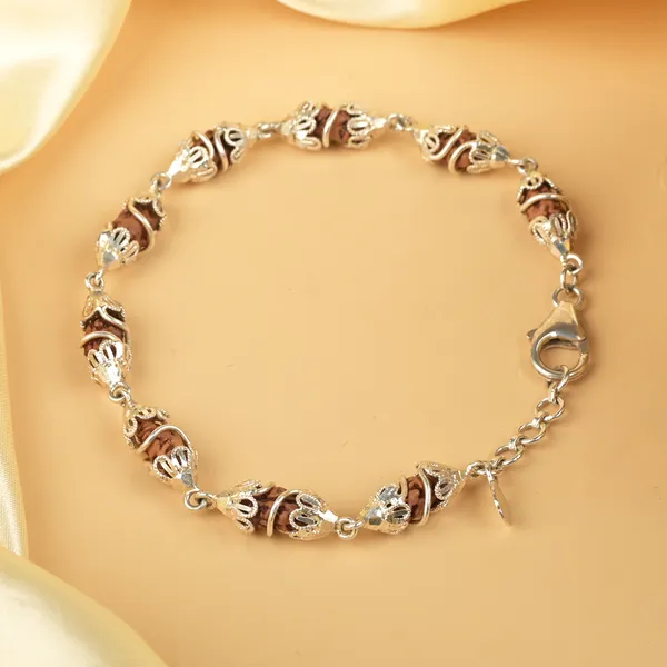 1_Mukhi_Rudraksha_925_Silver_Designer_Caps_Bracelet