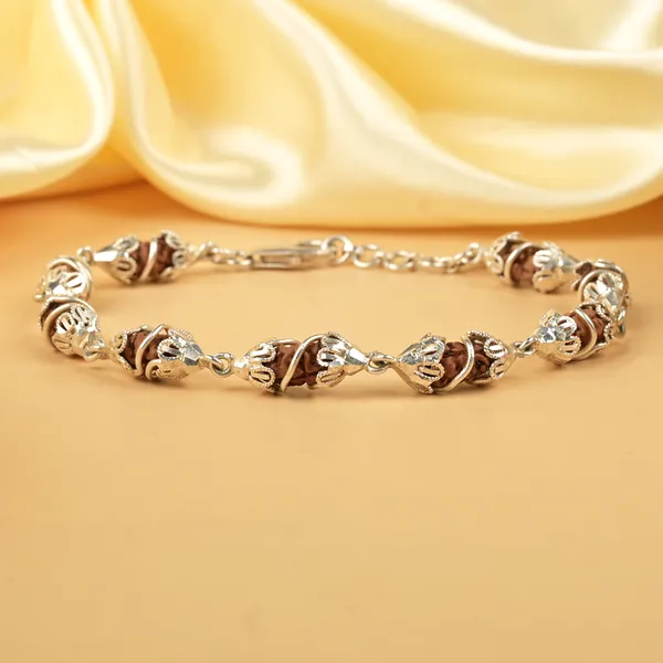 1_Mukhi_Rudraksha_925_Silver_Designer_Caps_Bracelet