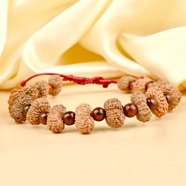 Brown_Rudraksha_15_Mukhi_Red_Sandalwood_Adjustable_Bracelet_For_Unisex