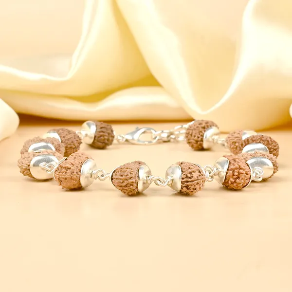16_Mukhi_Rudraksha_925_Silver_Plain_Caps_Bracelet