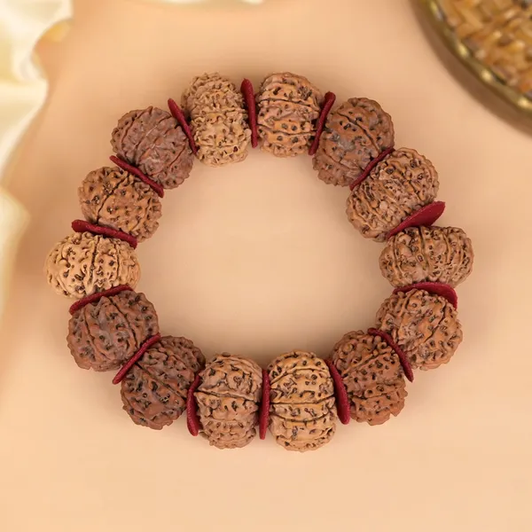 15_Mukhi_Nepali_Rudraksha_Woolen_Spacers_Bracelet