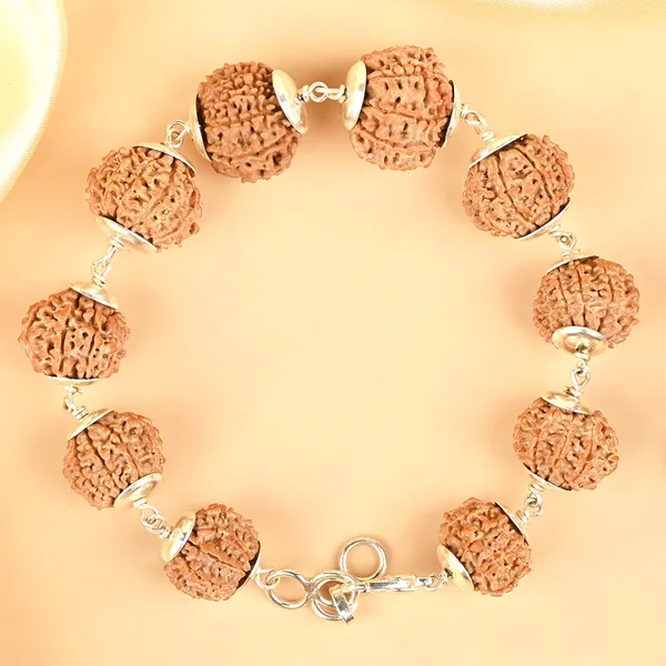 Brown_Rudraksha_10_Mukhi_Nepali_Silver_Caps_Bracelet_For_Unisex