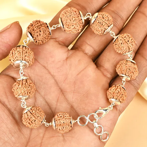Brown_Rudraksha_10_Mukhi_Nepali_Silver_Caps_Bracelet_For_Unisex