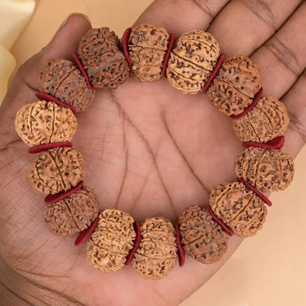 13_Mukhi_Nepali_Rudraksha_Woolen_Spacers_Bracelet