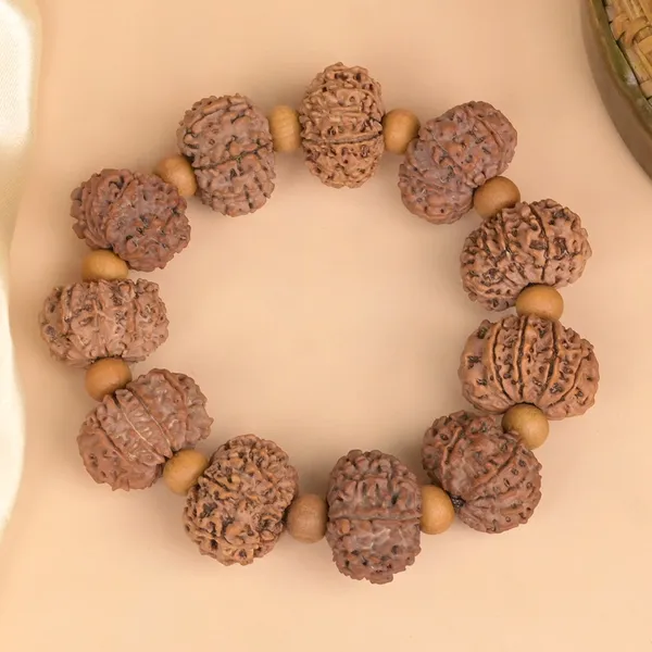 11_Mukhi_Nepali_Rudraksha_White_Sandalwood_Adjustable_Bracelet