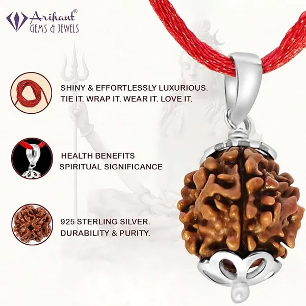 4_Mukhi_Nepali_Rudraksha_Silver_Pendant