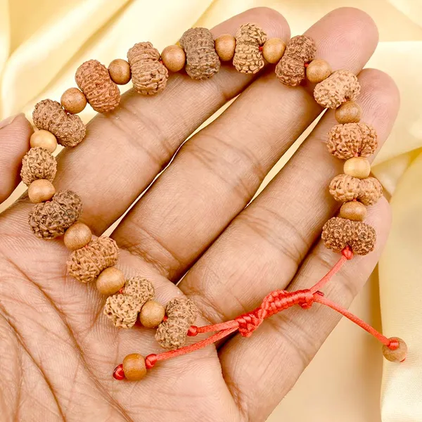 15_Mukhi_Rudraksha_X_White_Sandalwood_Adjustable_Bracelet