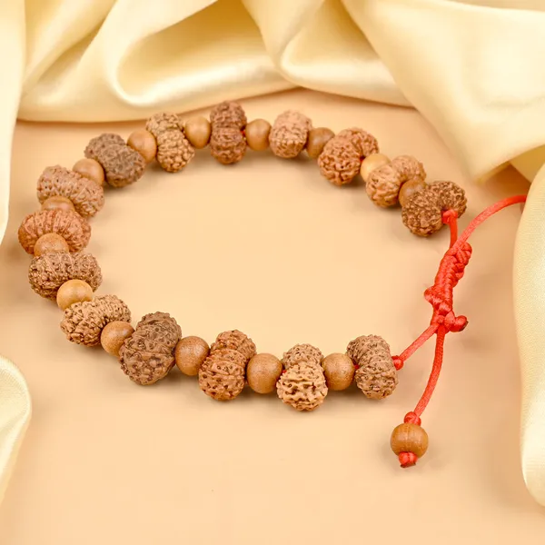 15_Mukhi_Rudraksha_X_White_Sandalwood_Adjustable_Bracelet