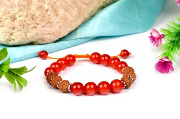 10_Mukhi_Rudraksha_Orange_Carnelian_Beads_Bracelet