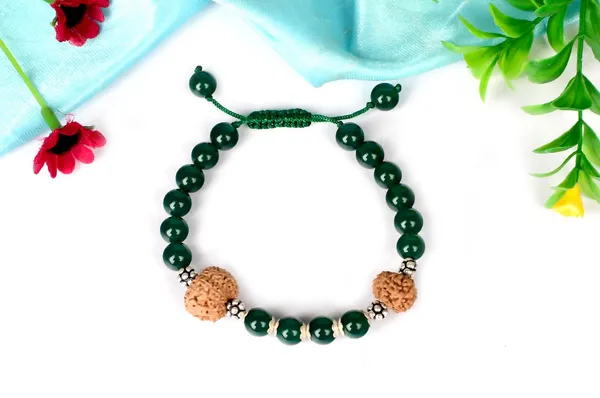 15_Mukhi_Rudraksha_And_Green_Onyx_Mala_And_Bracelet_Set