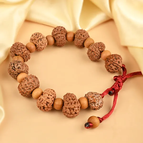 13_Mukhi_Rudraksha_X_White_Sandalwood_Adjustable_Bracelet