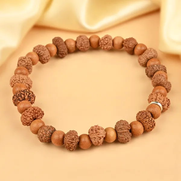 13_Mukhi_Rudraksha_X_White_Sandalwood_Bracelet