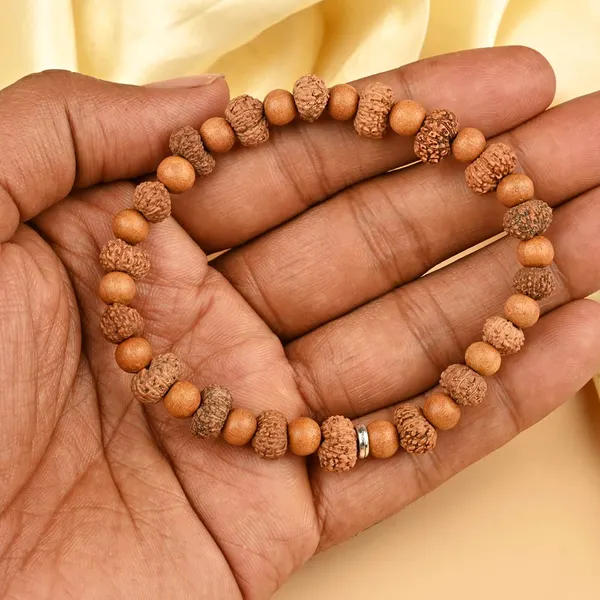 13_Mukhi_Rudraksha_X_White_Sandalwood_Bracelet
