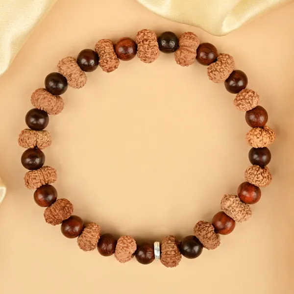 Brown_Rudraksha_14_Mukhi_Red_Sandalwood_Bracelet_For_Unisex