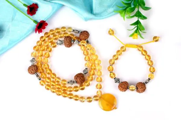 12_Mukhi_Rudraksha_And_Yellow_Citrine_Mala_And_Bracelet_Set