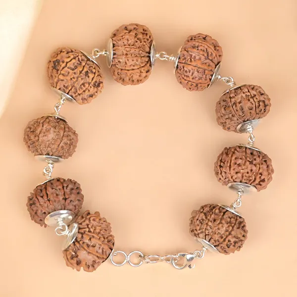 15_Mukhi_Nepali_Rudraksha_925_Silver_Plain_Caps_Bracelet