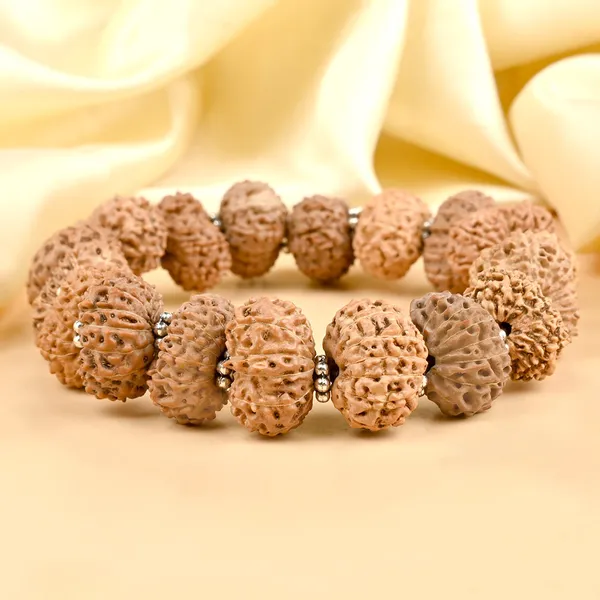 Brown_Rudraksha_13_Mukhi_925_Silver_Chakri_Bracelet_For_Unisex