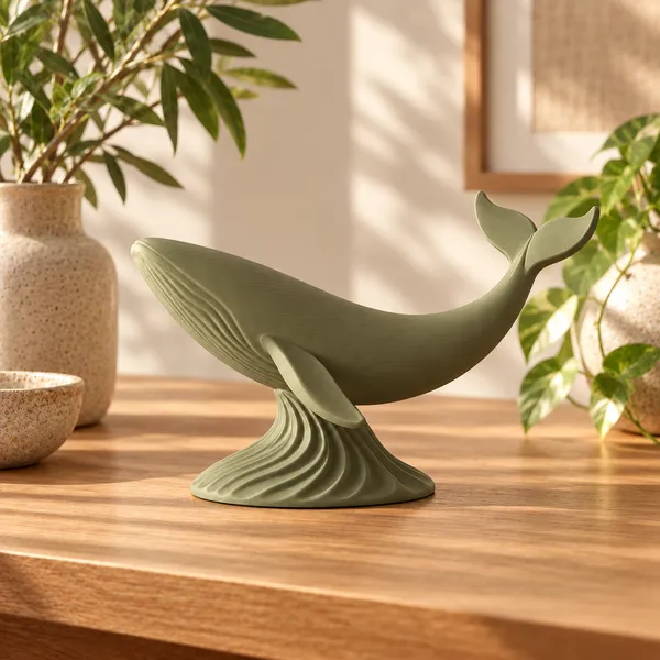 Japandi_Whale_Decorative_Sculpture_Olive_Green