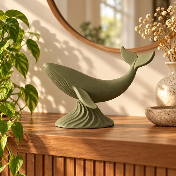 Japandi_Whale_Decorative_Sculpture_Olive_Green
