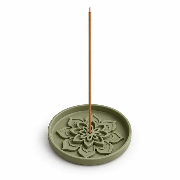 Pla_Minimalist_Lotus_Incense_Holder_Olive_Green