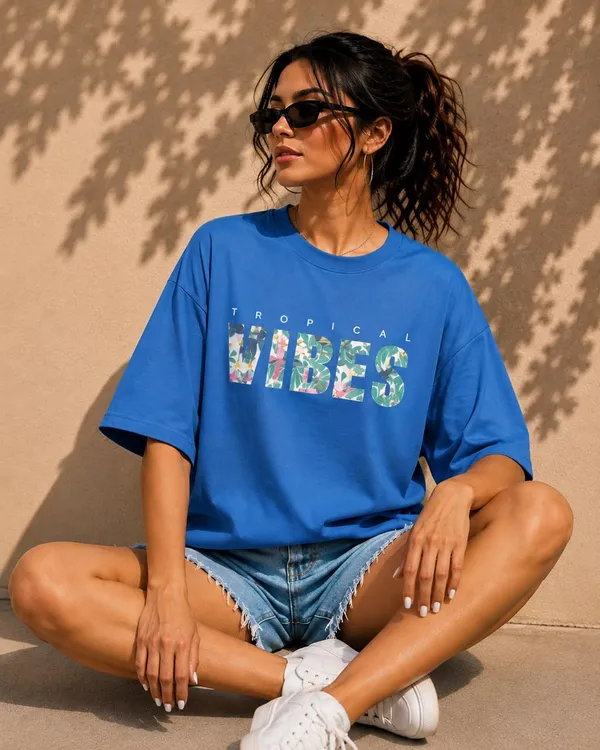 Blue_Cotton_Oversized_Tropical_Graphic_T-Shirt_For_Women
