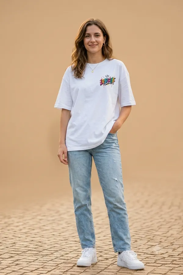 White_Cotton_Regular_Fit_Graffiti_Graphic_T-Shirt_For_Women