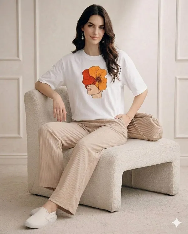 White_Cotton_Oversized_Floral_Face_Graphic_T-Shirt_For_Women