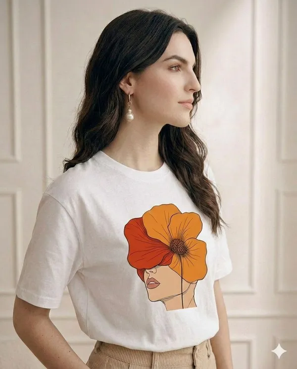 White_Cotton_Oversized_Floral_Face_Graphic_T-Shirt_For_Women