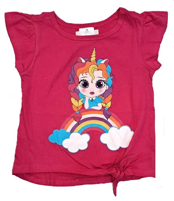 Pink_Cotton_Ruffle_Sleeve_T-Shirt_For_Girls