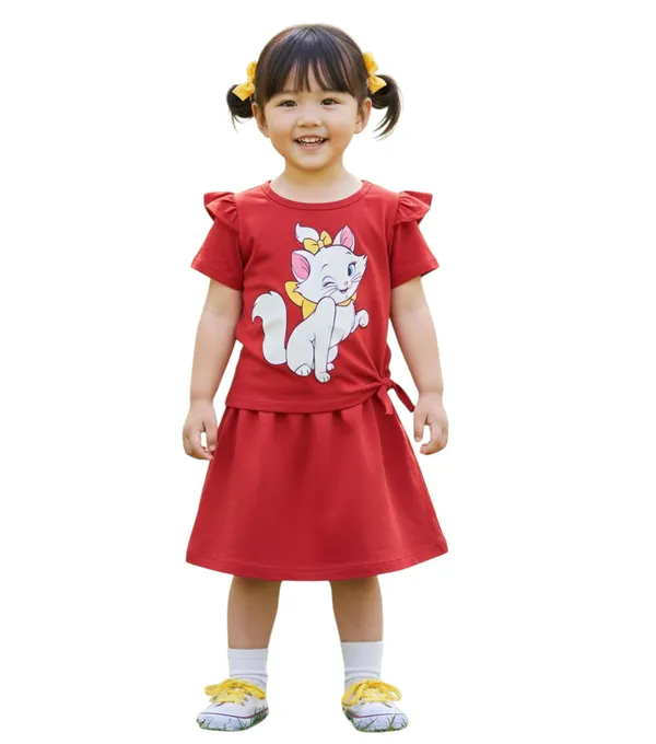 Red_Cotton_Ruffle_Sleeve_T-Shirt_For_Girls