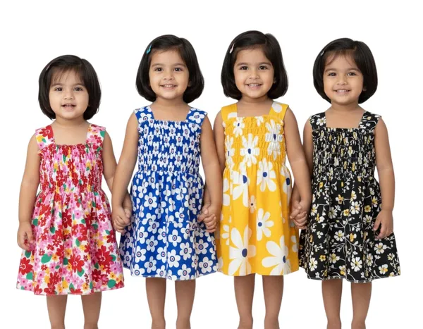 Multicolour_Cotton_Jhabla_Frock_For_Baby_Girls_(Pack_Of_4)