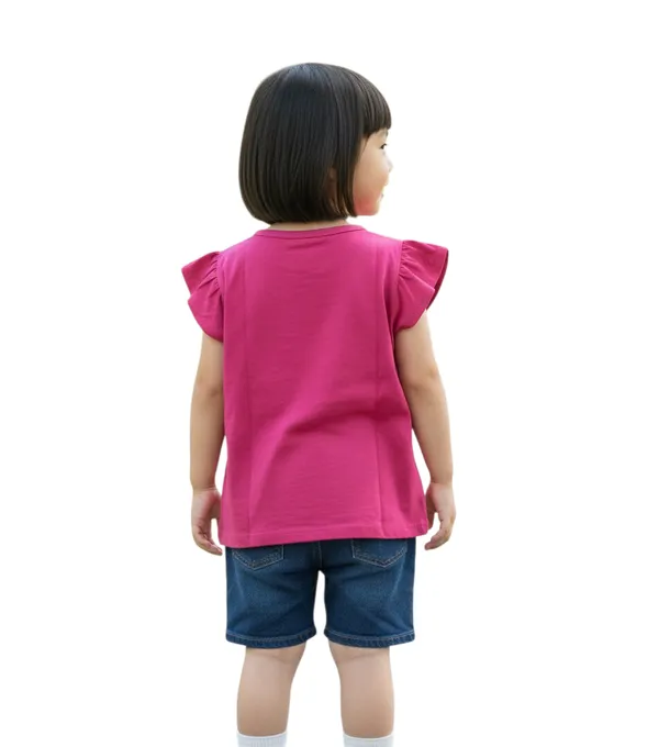 Pink_Cotton_Ruffle_Sleeve_T-Shirt_For_Girls