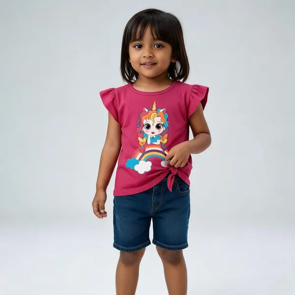 Pink_Cotton_Ruffle_Sleeve_T-Shirt_For_Girls