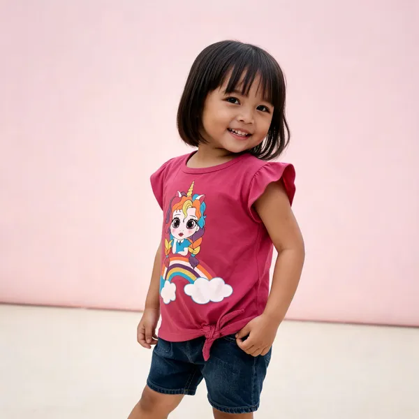 Pink_Cotton_Ruffle_Sleeve_T-Shirt_For_Girls